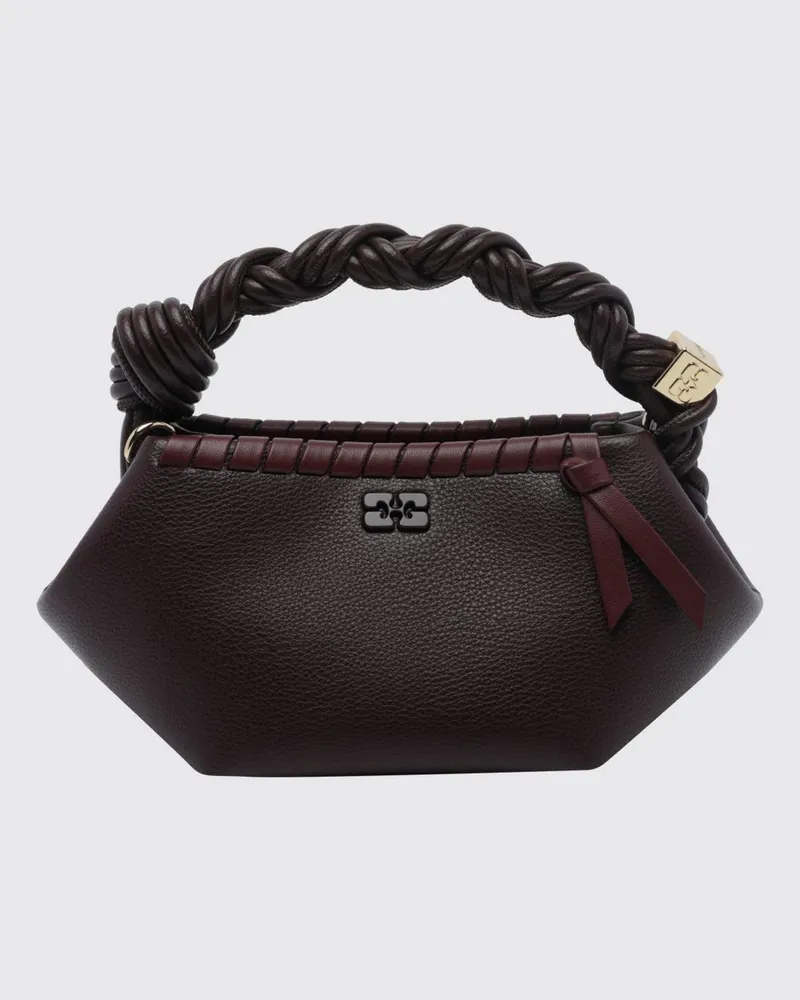 Ganni Kleine Bou Handtasche von mit geflochtenem Griff und Butterfly-Logo Braun