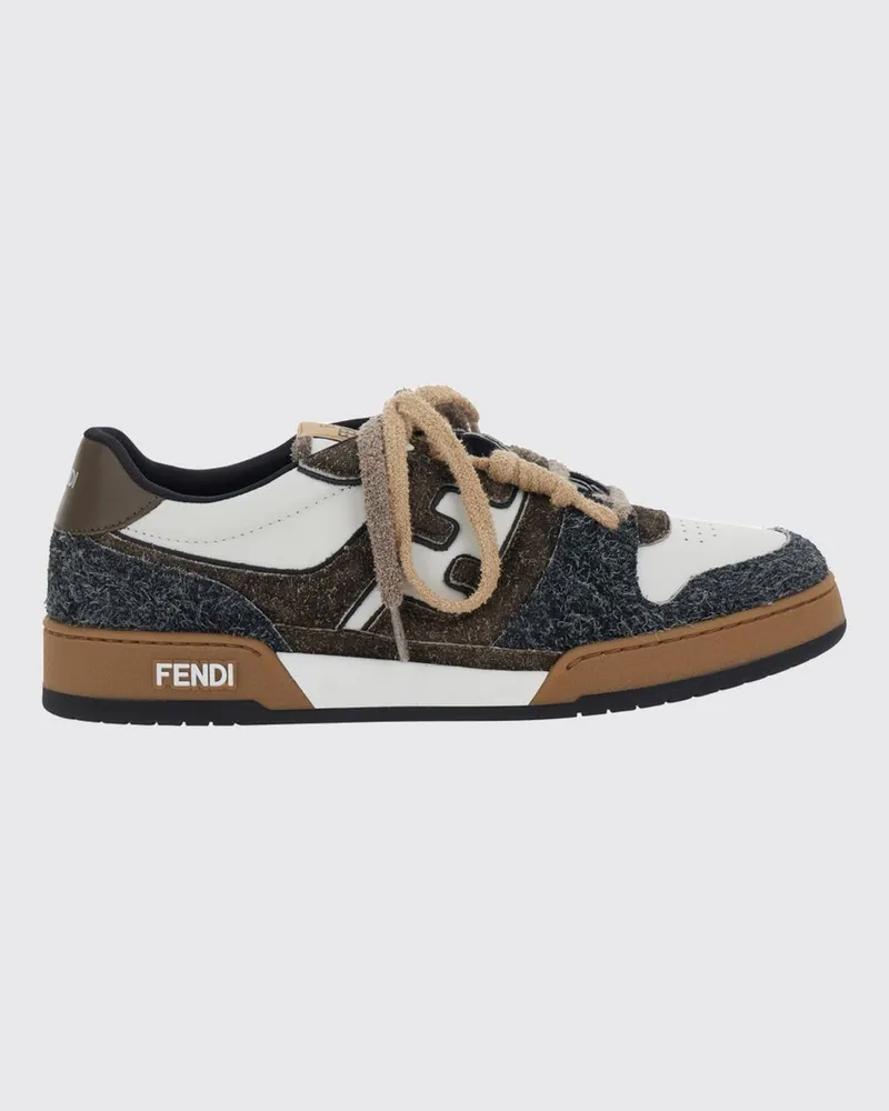 Fendi Match Low-Top-Sneakers aus Veloursleder mit FF-Monogramm und perforierter Spitze Braun