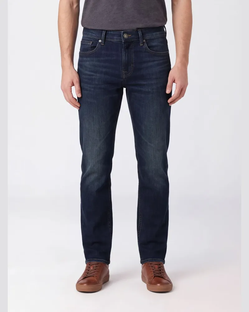 7 for all mankind Slim-Fit Skinny Jeans mit mittlerer Leibhöhe aus Baumwolldenim Blau