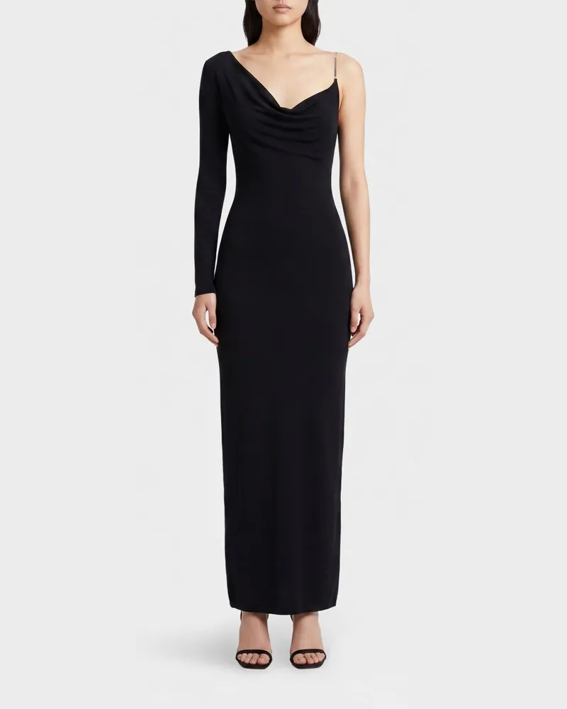 Elisabetta Franchi Ein-Schulter-Kleid aus Jersey Schwarz
