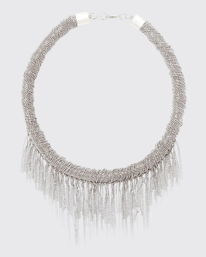 Fabiana Filippi Mehrreihige, nickelfreie Choker-Halskette aus Messing Charcoal