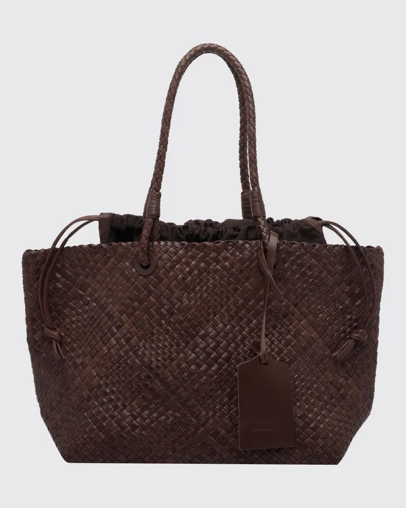IBELIV Tote-Tasche Bazika aus geflochtenem Leder mit Kordelzugverschluss Kakao