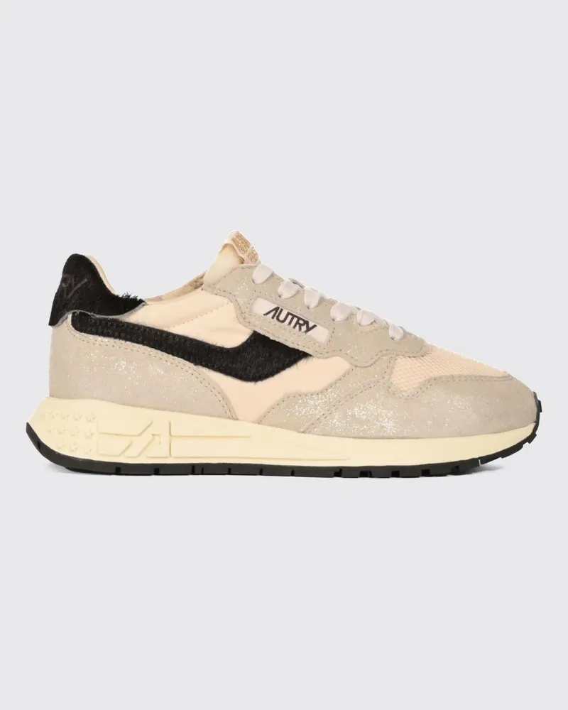 AUTRY Reelwind Low-Top-Sneaker aus Veloursleder mit Animal-Print und gepolstertem Knöchel Gold