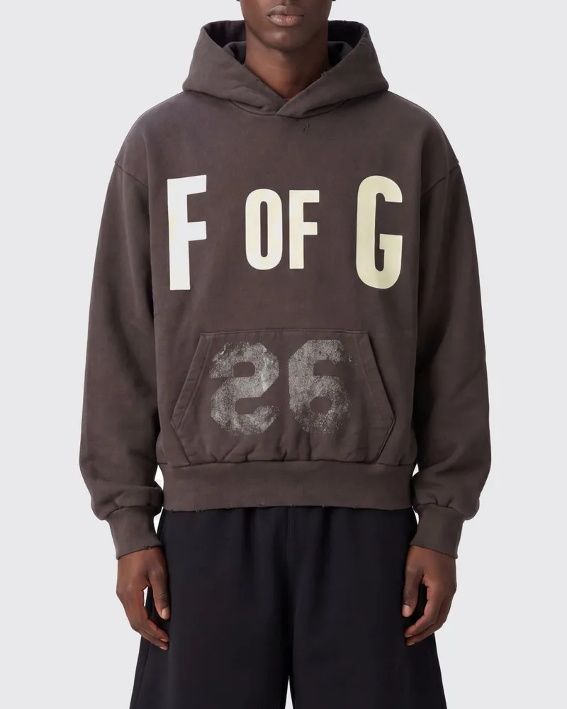 Fear of God Baumwoll-Hoodie mit Logo-Print und Kängurutasche Braun