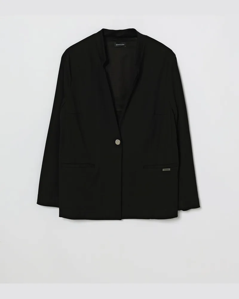 Monnalisa Einreihiger Gabardine Blazer Schwarz