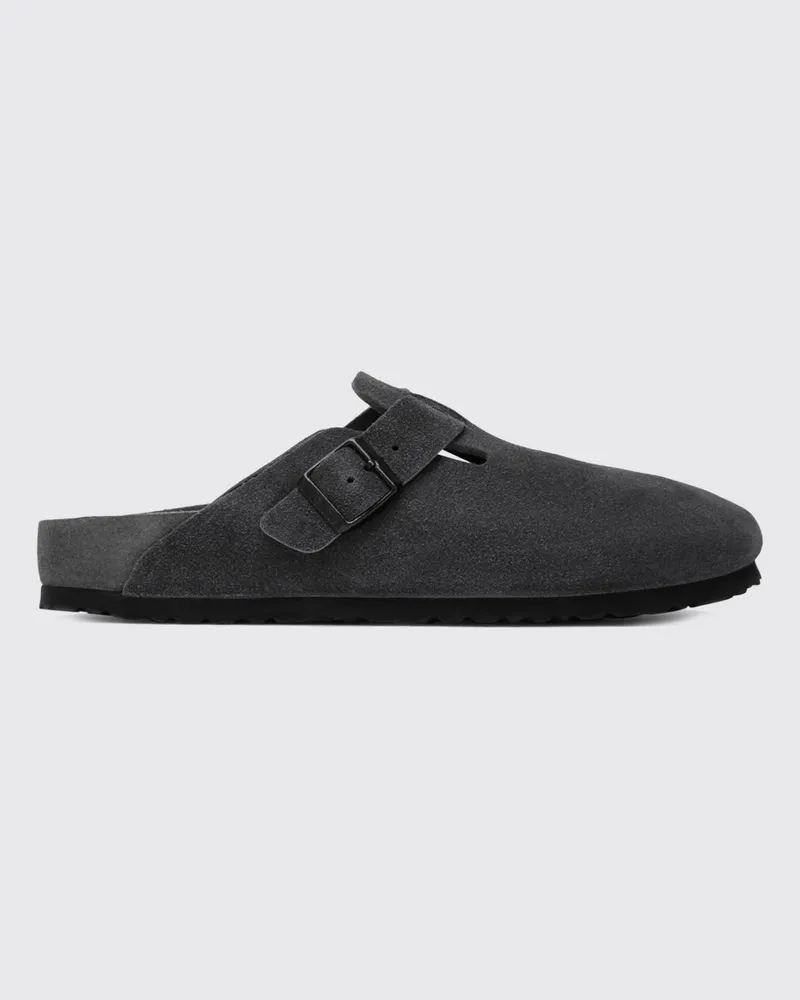 Birkenstock Boston Clogs aus Veloursleder mit verstellbarem Riemen Grau
