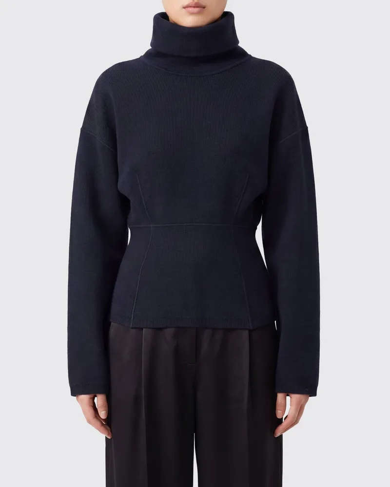 Alaïa Figurbetonter Rollkragenpullover aus Seidenmischung mit überschnittenen Schultern Rot