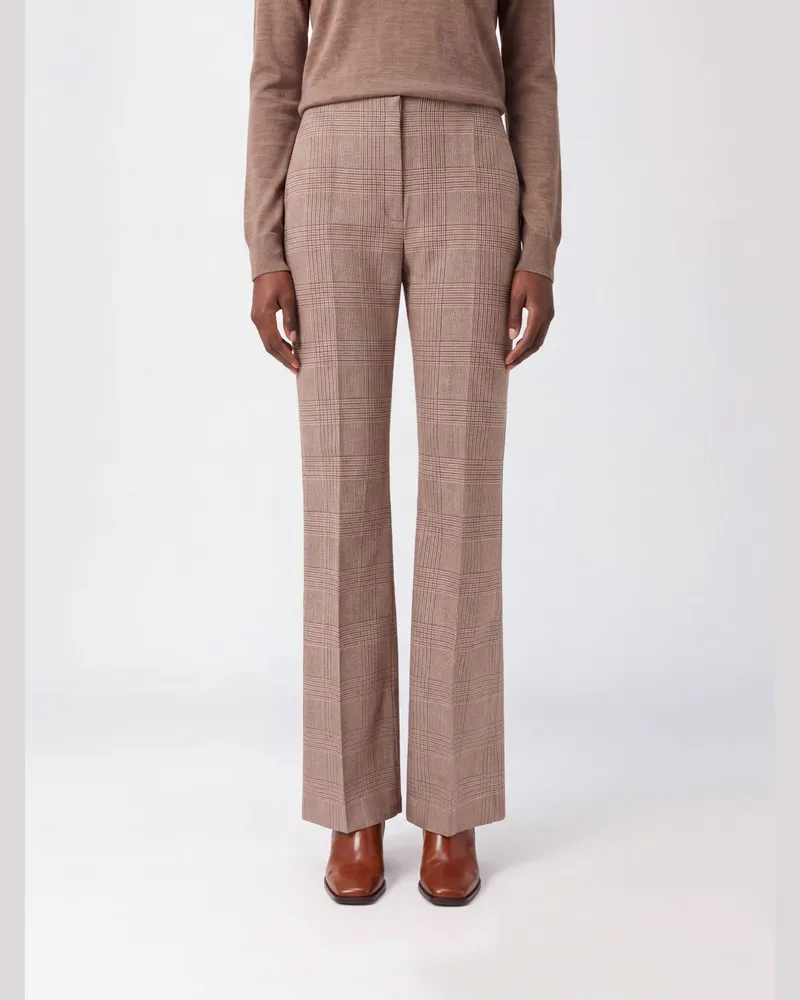 Max Mara Weit geschnittene Hose von aus Schurwolle mit Prince-of-Wales-Muster Camel