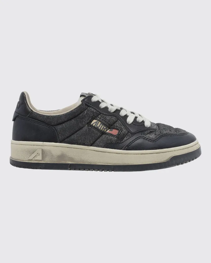 AUTRY Medalist Low Super Vintage Sneakers aus Kalbsleder mit Used-Effekt Grau