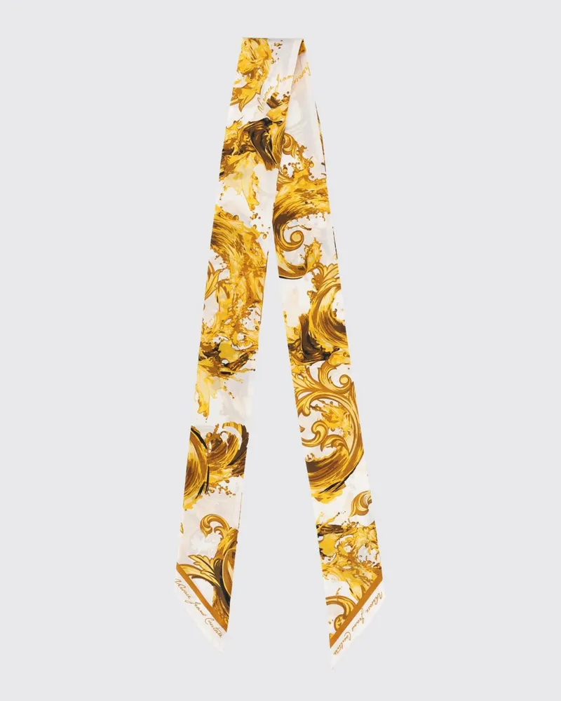 Versace Jeans Bandeau-Schal aus reiner Seide mit Barock-Print Weiß