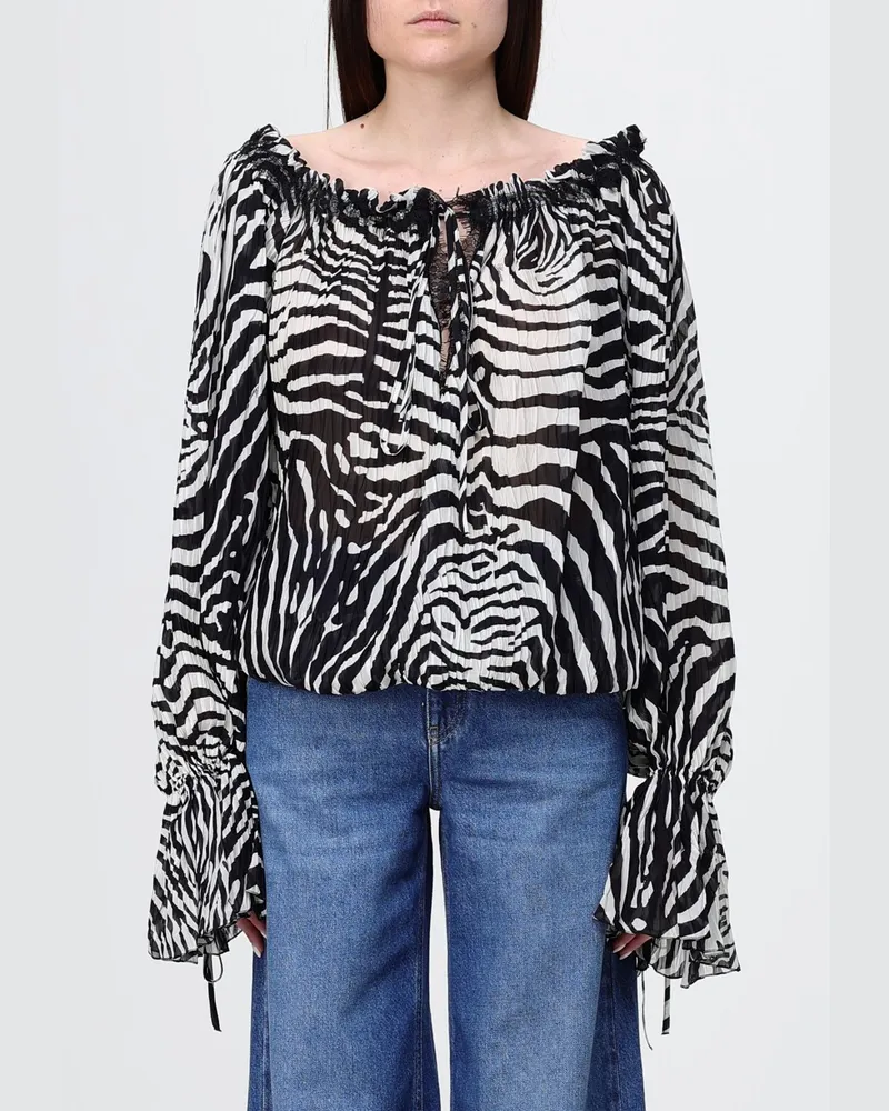 Blumarine Viskosebluse mit Animal-Print Weiß