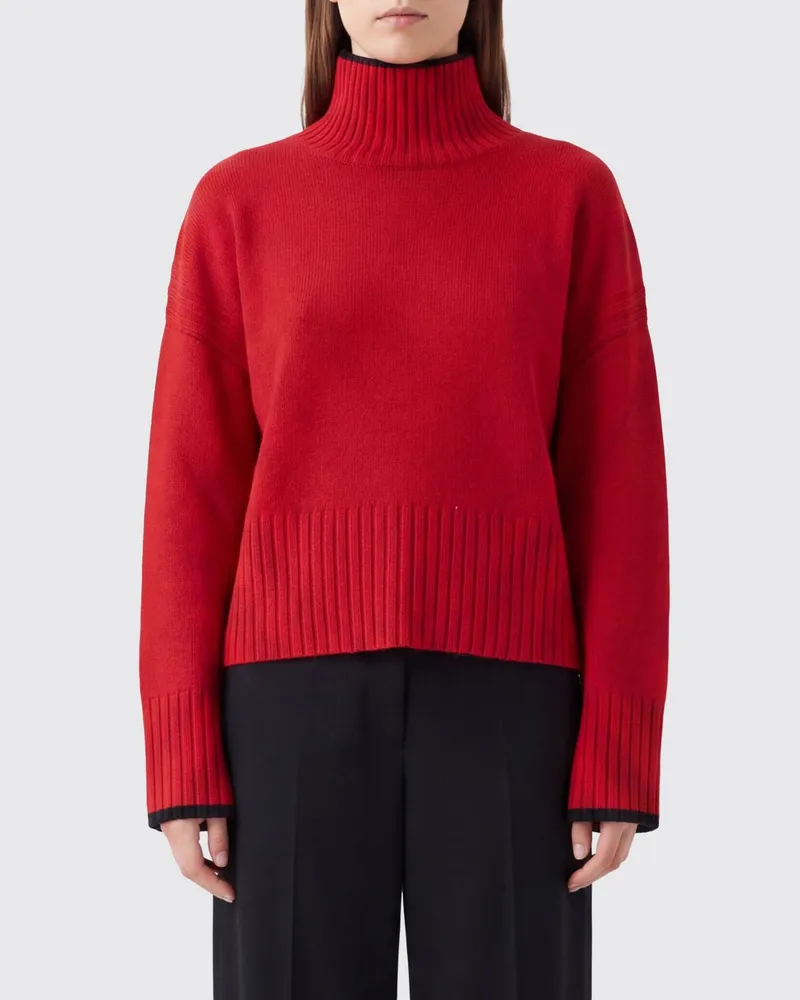 Pinko Rollkragenpullover aus Wolle und Kaschmir mit überschnittenen Schultern Rot