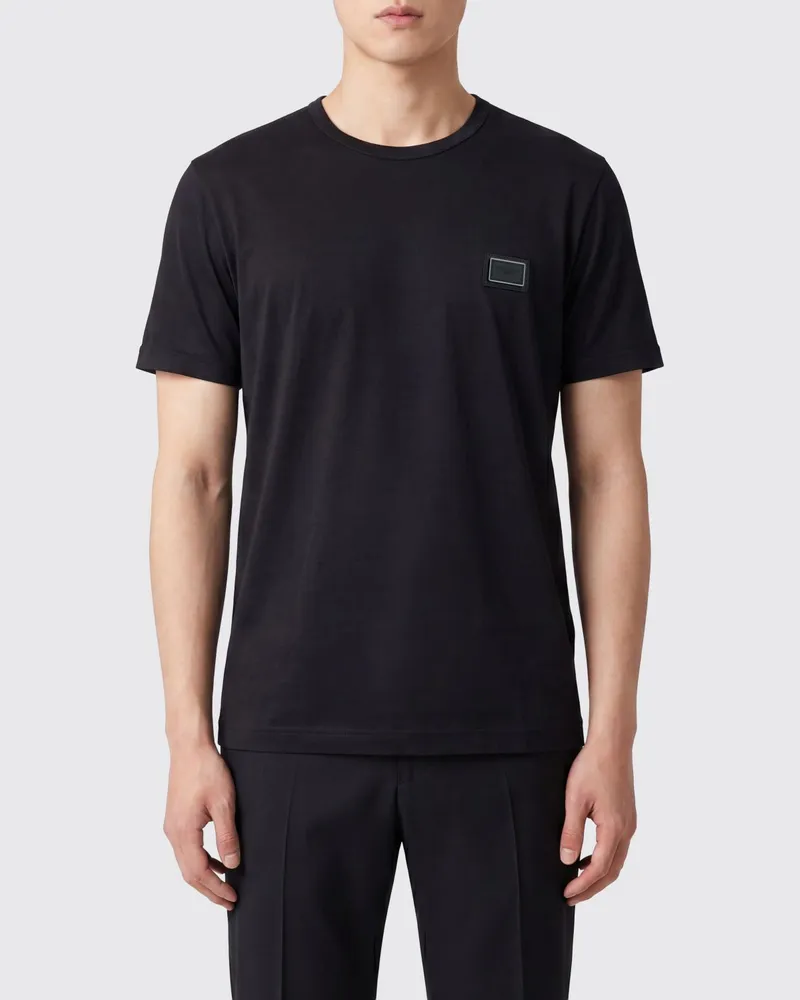 Dolce & Gabbana DOLCE  GABBANA Dolce & Gabbana T-Shirt aus Baumwolle mit Ton-in-Ton-Logo Schwarz