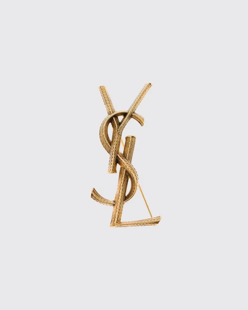 Saint Laurent Cassandre YSL-Monogramm-Brosche aus Messing Stahl