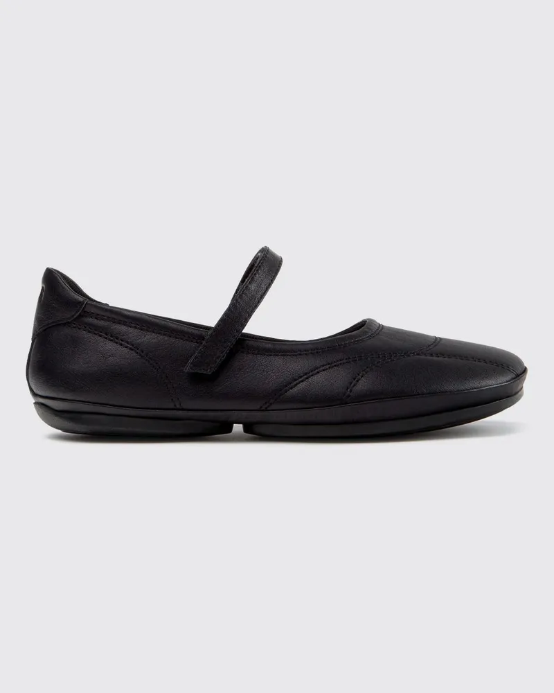 Camper Right Nina Mary-Jane-Ballerinas aus Leder mit Klettverschluss Schwarz