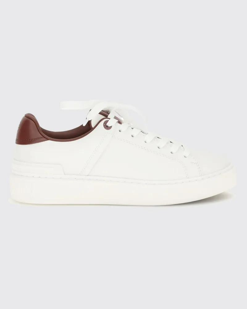 Balmain B-Court Sneakers aus Glattleder mit aufgedrucktem Logo Weiss