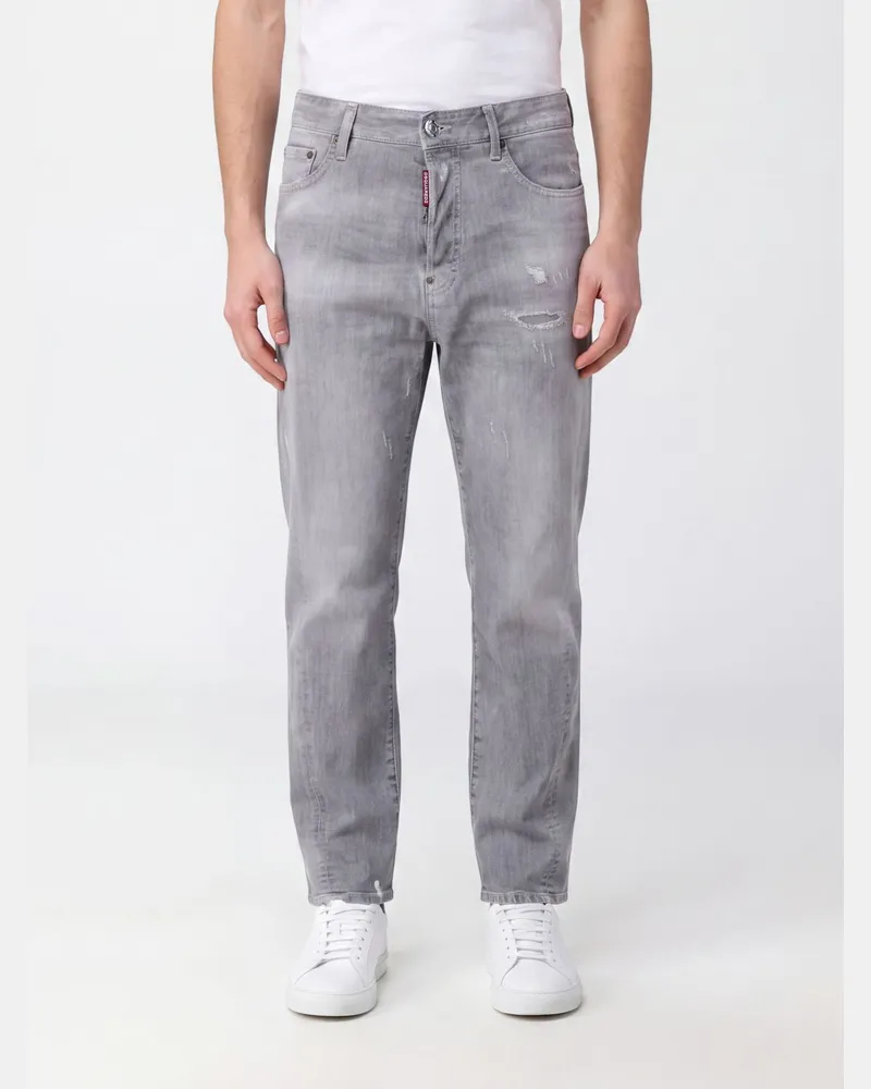 Dsquared2 Straight-Jeans aus Baumwoll-Denim in Used-Optik mit mittlerer Leibhöhe Grau