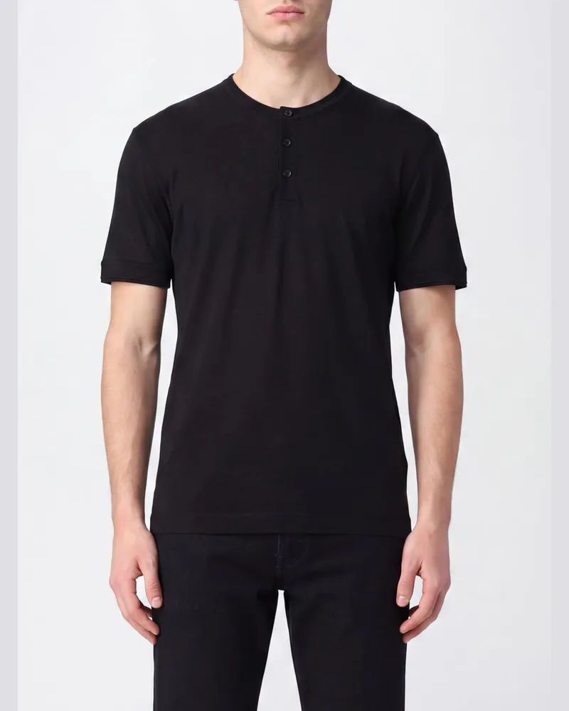 Dolce & Gabbana DOLCE  GABBANA T-Shirt mit Rundhalsausschnitt und Drei-Knopf-Verschluss Dolce & Gabbana aus reiner Seide Schwarz