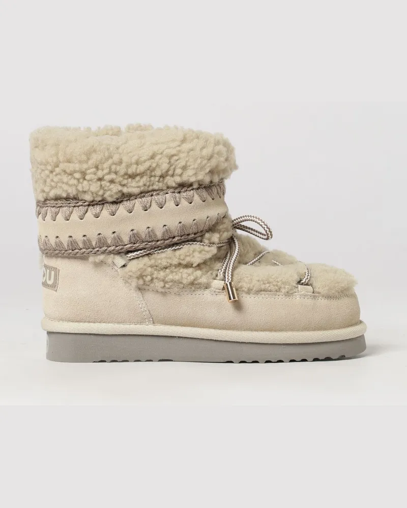Mou Eskimo Schneestiefel aus Shearling und Wildleder mit verstellbaren Riemen Weiß