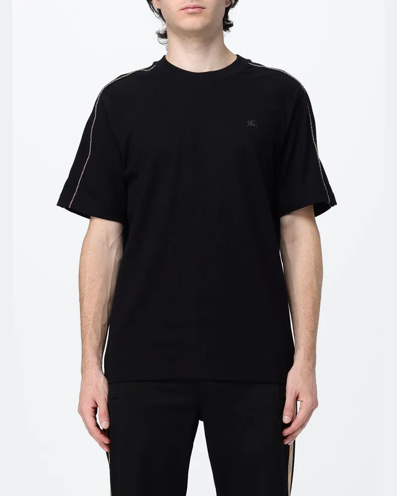 Burberry EKD-Logo-T-Shirt aus Baumwolle mit Kontrastbesätzen Schwarz