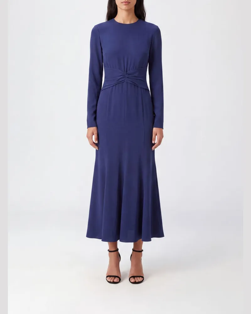 Alberta Ferretti A-Linien-Midikleid mit langen Ärmeln für Zeremonien Blau