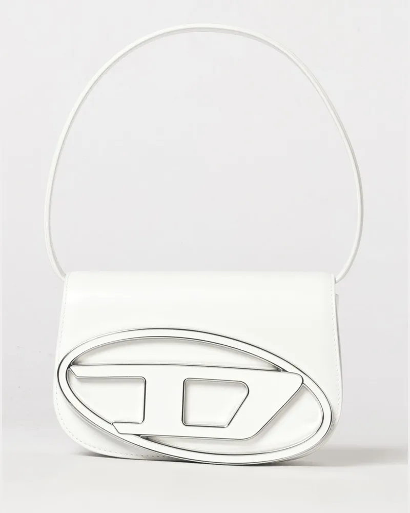 Diesel 1DR Mini-Handtasche aus Nappaleder mit Oval-D-Logo Weiß