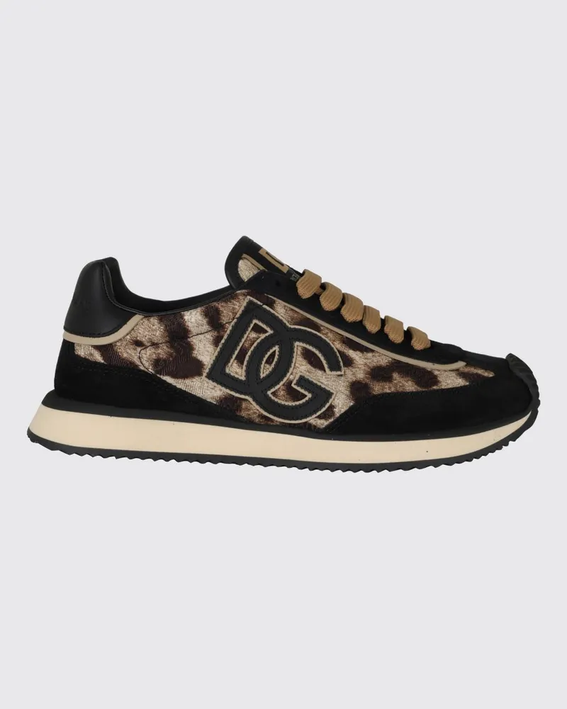 Dolce & Gabbana DOLCE  GABBANA DG Cushion Sneakers Dolce & Gabbana aus Leder und Baumwolle mit Animal-Print Bunt