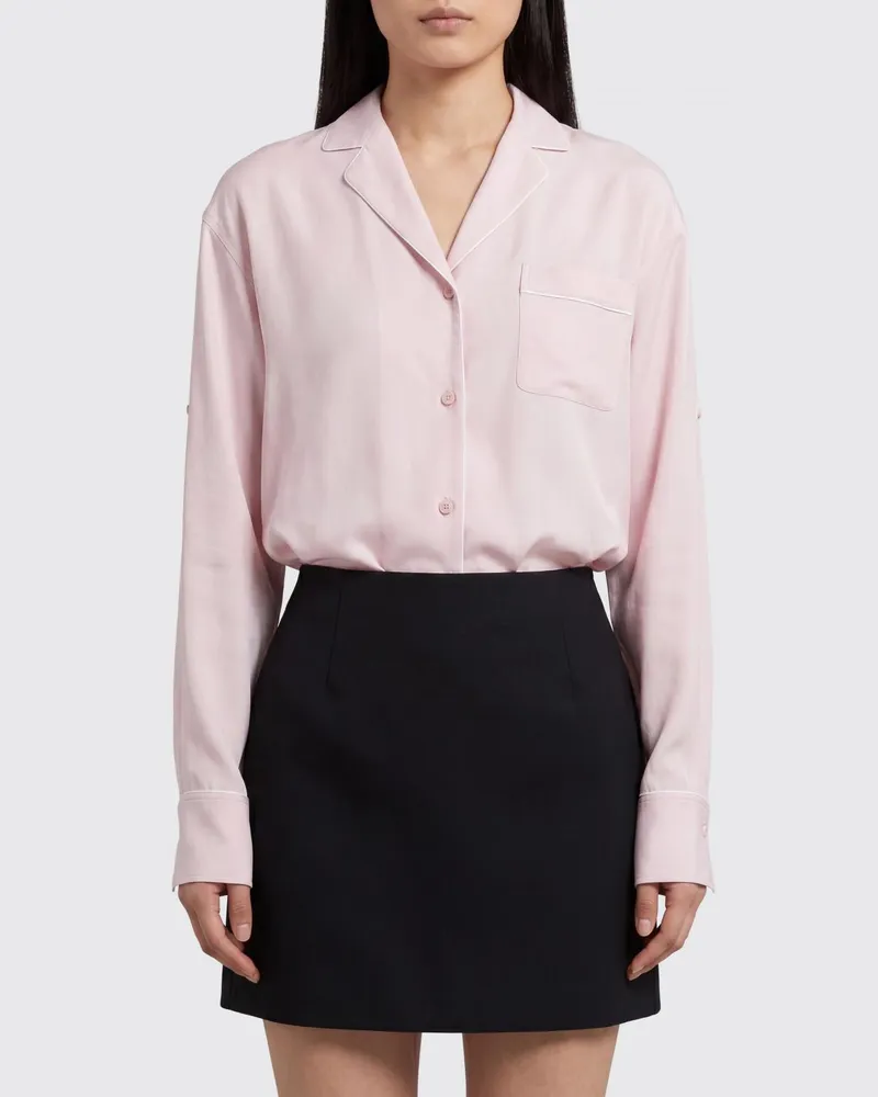 SPORTMAX Locker geschnittenes Satinhemd mit kubanischem Kragen Pink