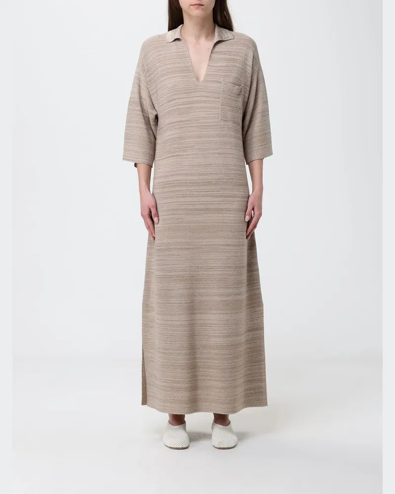 Fabiana Filippi Polo-Kleid aus Wolle und Baumwolle Beige