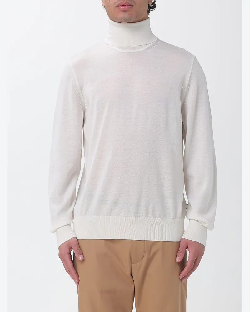 HUGO BOSS Rollkragenpullover aus reiner Schurwolle mit Rippbündchen Yellow