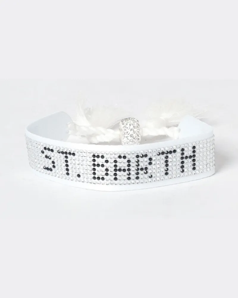 MC2 Saint Barth Armband für Jungen mit Strass-Logo und Quasten Weiß