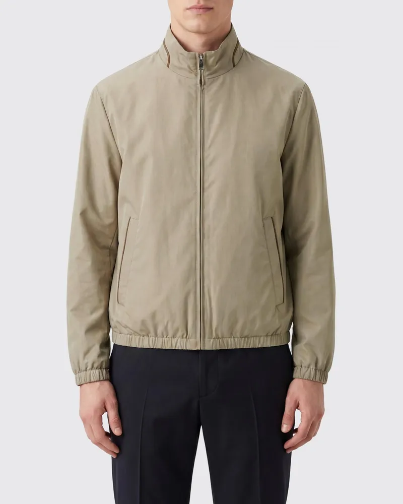 Canali Bomberjacke aus Polyester mit Stehkragen und elastischen Bündchen Braun