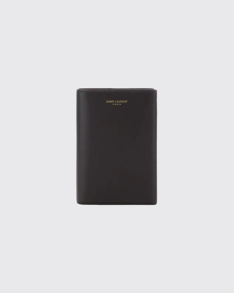 Saint Laurent Bifold-Dokumentenhalter aus Glattleder von mit Logo Braun