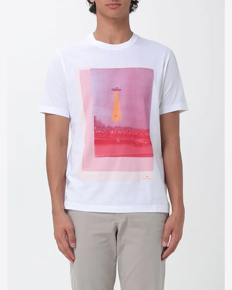 Paul Smith T-Shirt aus Bio-Baumwolle mit Grafikprint und Rundhalsausschnitt Weiß