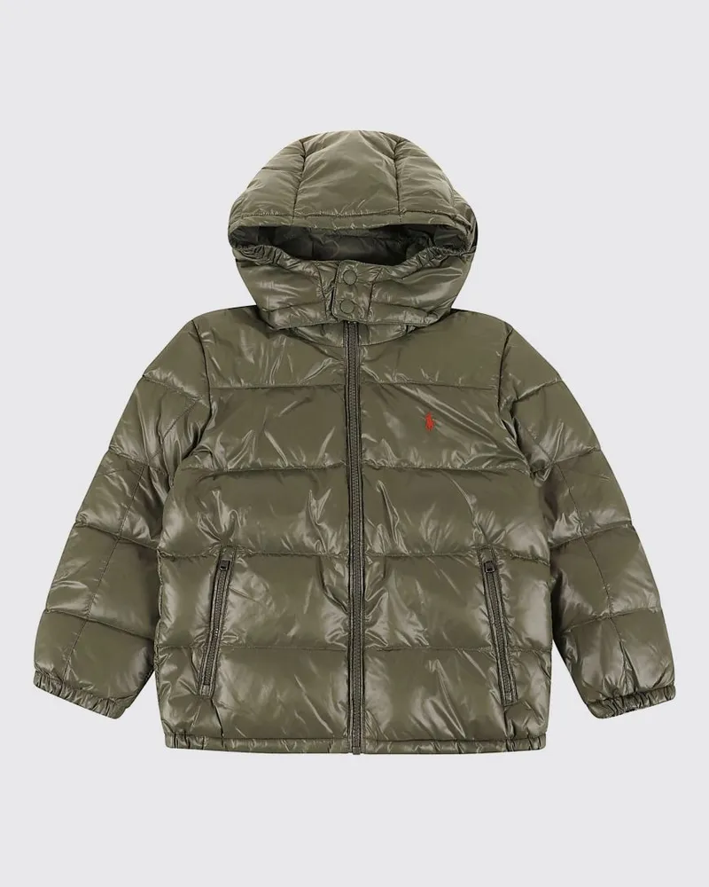 Ralph Lauren Steppjacke mit Kapuze für Jungen aus recyceltem Nylon Grün