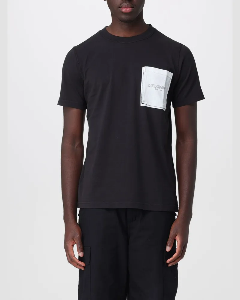 Murphy & Nye Slim-Fit-T-Shirt aus Baumwolle mit Logo und aufgesetzter Tasche Schwarz