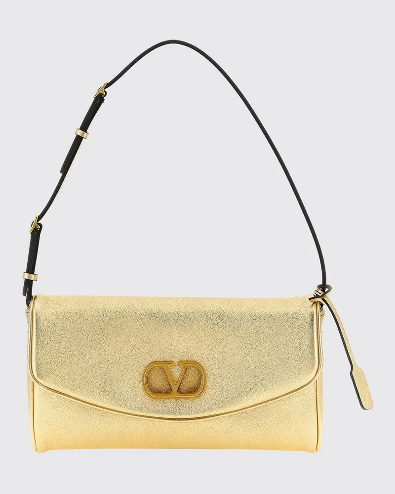 Valentino Garavani DeVain Tasche aus laminiertem Nappaleder Gold