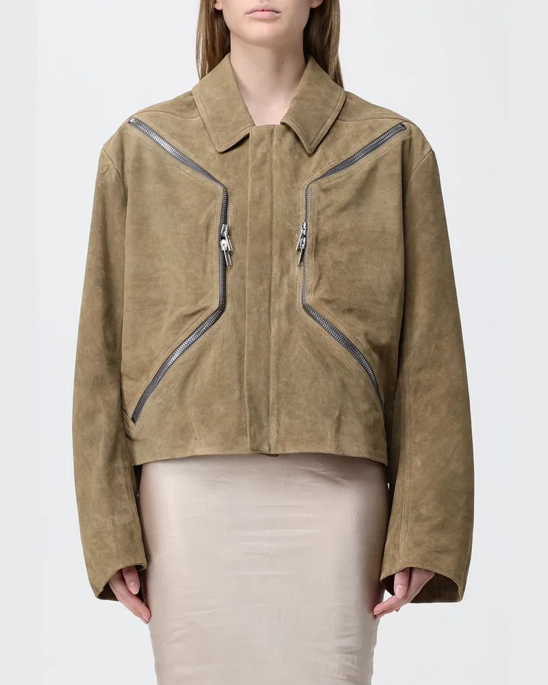 Rick Owens Wildlederjacke mit durchgehendem Reißverschluss Braun