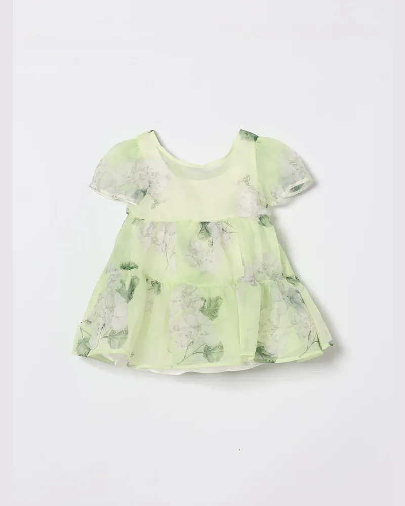 Monnalisa Baumwollkleid mit Blumenprint Limette