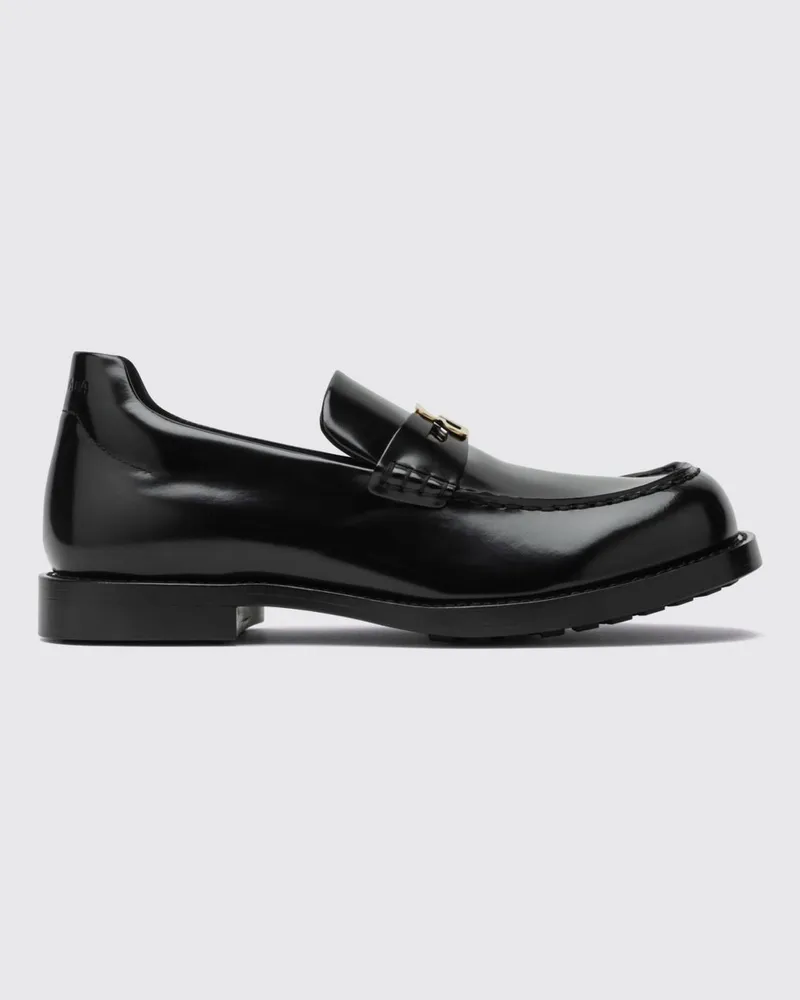 Balenciaga Comfy Penny Loafer aus gebürstetem Kalbsleder mit Logo Schwarz
