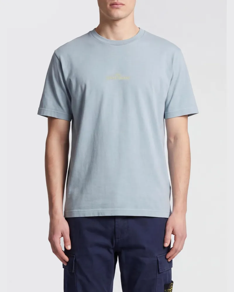 Stone Island Rundhals-T-Shirt von aus Bio-Baumwolle mit 'Desert'-Print Grau