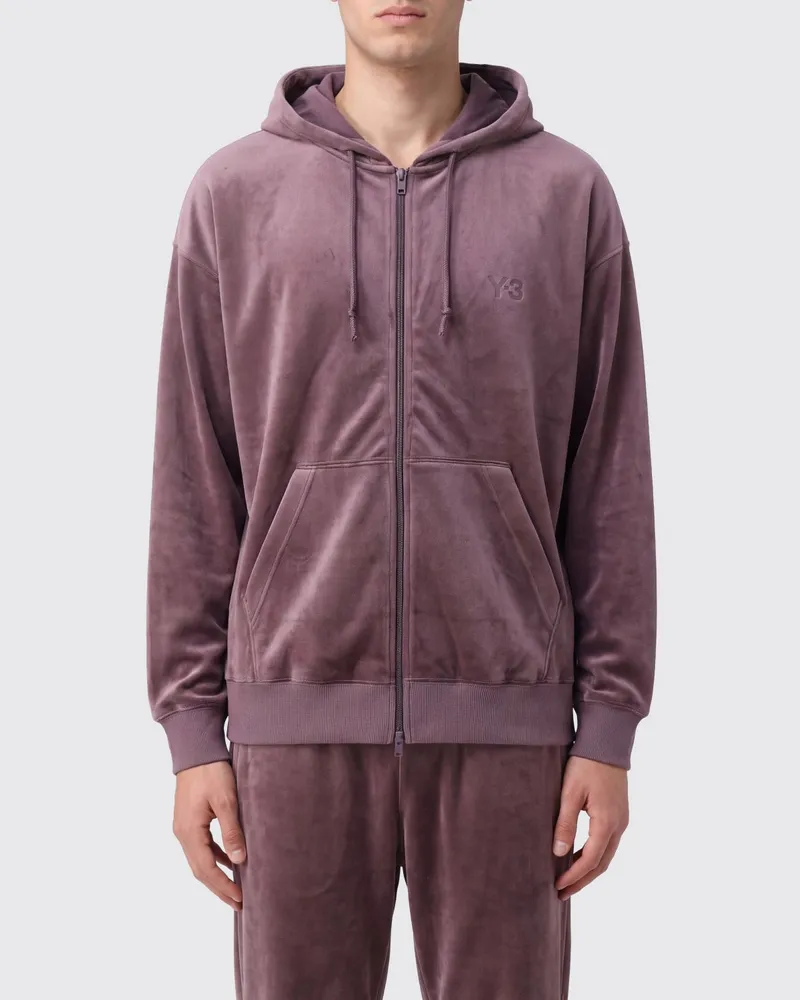 Y-3 Kapuzenjacke aus Samt mit Reißverschluss und Relaxed Fit Rot