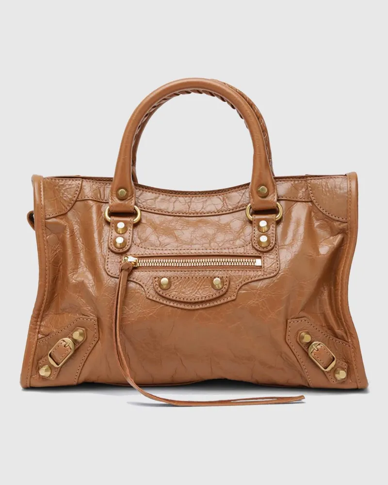 Balenciaga Le City Tasche aus Arena-Leder Braun