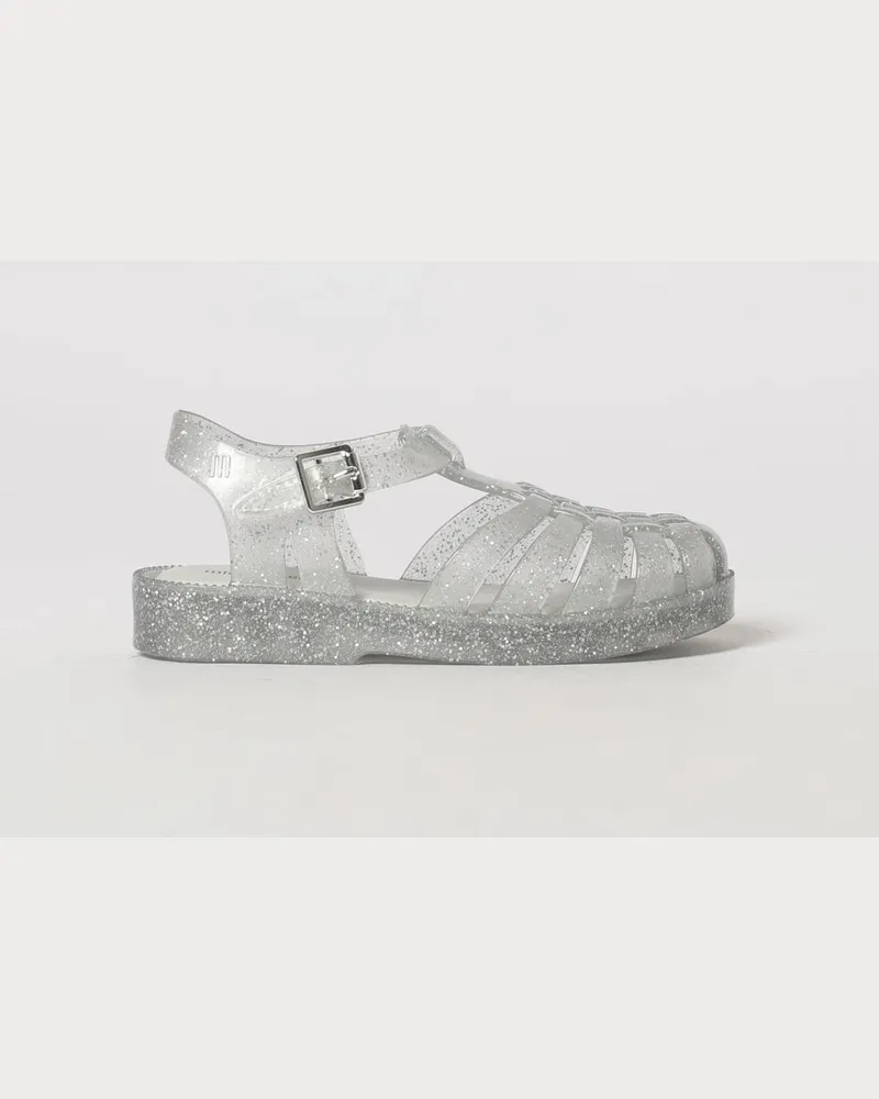 Melissa Possession Glitzer-PVC Fischer-Sandalen für Kinder Silber