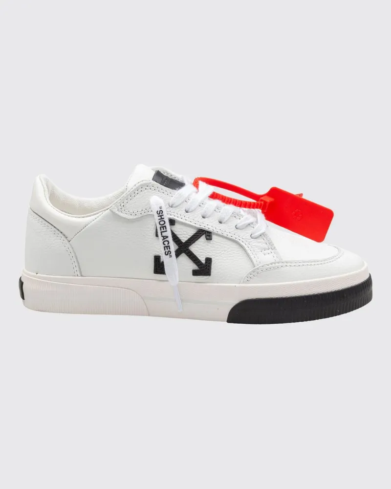 OFF-WHITE Vulcanized Low-Top-Sneaker aus Leder mit kontrastierendem Arrow-Logo Weiß