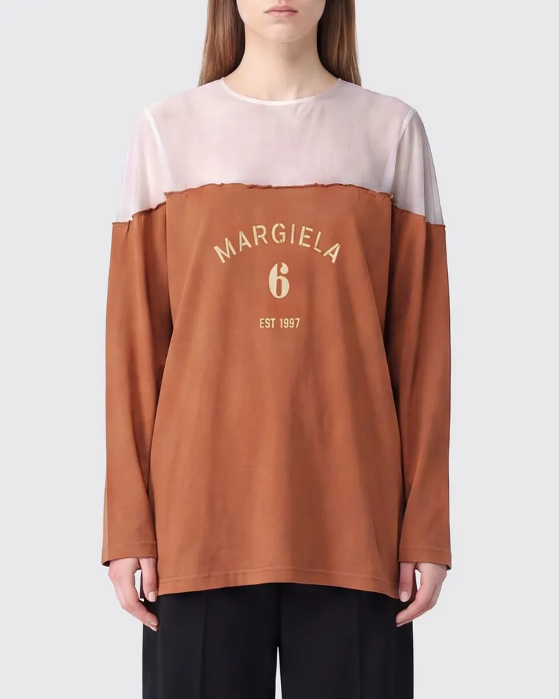 Maison Margiela Baumwolljersey T-Shirts mit Logo Braun