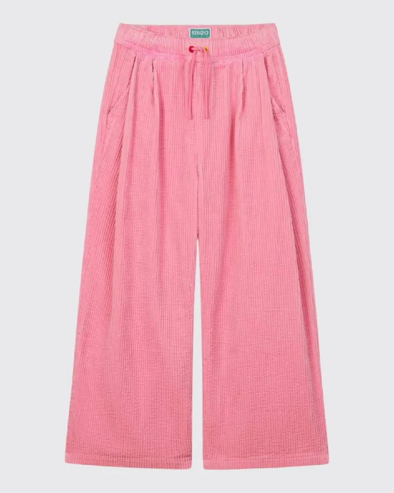 Kenzo Jogginghose für Jungen aus gerippter Baumwolle mit weitem Bein Pink