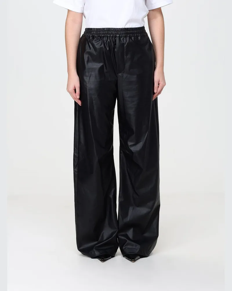 Maison Margiela Palazzo-Hose mit hoher Taille aus recyceltem Stoff Schwarz