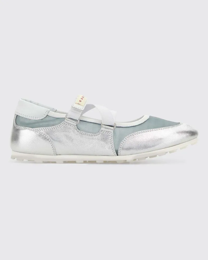 Marni Ballerinas aus Mesh-Nylon und laminiertem Leder Blau