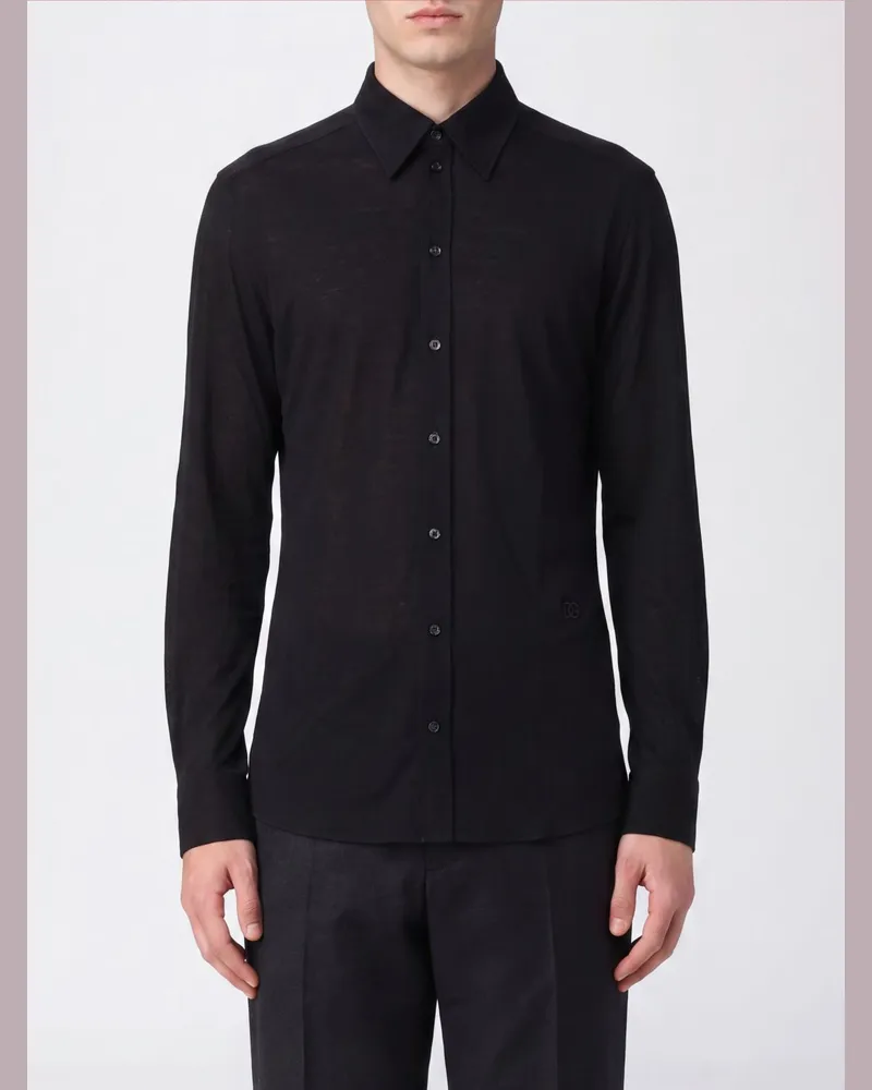 Dolce & Gabbana DOLCE  GABBANA Slim-Fit-Hemd von DOLCE & GABBANA aus reiner Seide mit französischem Kragen Schwarz
